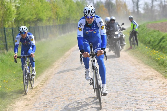 Tom Boonen a Zdenk tybar (vlevo) bhem trninku na Pa-Roubaix.