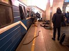 Následky výbuchu ve stanici Technologický institut v Petrohrad (3. dubna 2017)