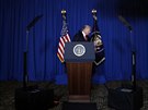 Americký prezident Donald Trump na tiskové konferenci k útoku na reim Baára...