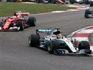 Lewis Hamilton vede pole jezdc ve Velké cen íny.