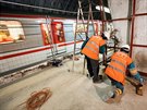 Nároné opravy stanice metra Jinonice jsou tém v polovin (5.4.2017).