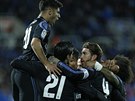 Fotbalisté Realu Madrid se radují z gólu v zápase s Leganés. .