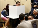 Favorit srbských prezidentských voleb a dosavadní premiér Aleksandar Vučić a...