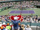 Momentka z finále turnaje v Miami mezi Rogerem Federerem a Rafaelem Nadalem