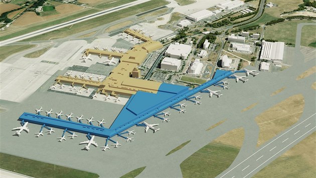 Vizualizace rozvoje letiště v pražské Ruzyni