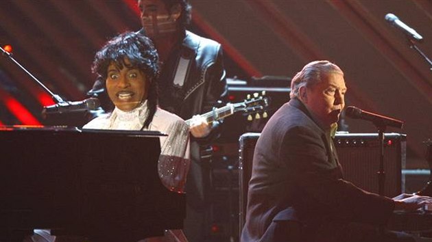 Little Richard a Jerry Lee Lewis na 50. udílení amerických hudebních cen Grammy (Los Angeles, 10. února 2008)