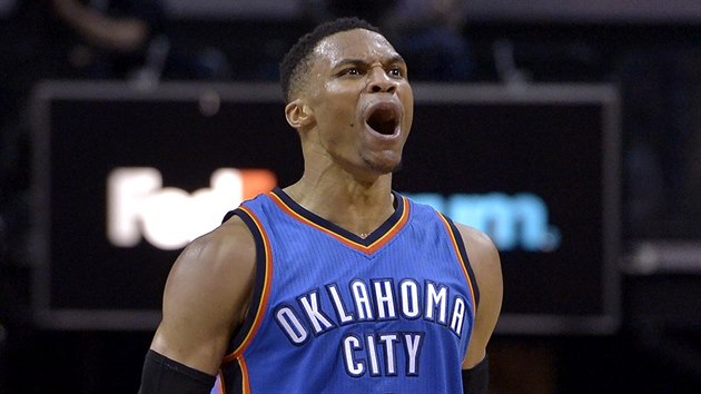 Russell Westbrook z Oklahoma City a jeho radost