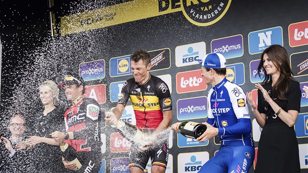 Philippe Gilbert (uprosted) po triumfu v prestinm zvod Kolem Flander