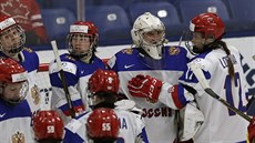 Zklamané ruské hokejistky po prohe s Kanadou.