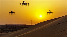 Drony nad dumami v pouti Spojených arabských emirát.
