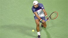 Italský tenista Paolo Lorenzi returnuje ve tvrtfinále Davis Cupu.