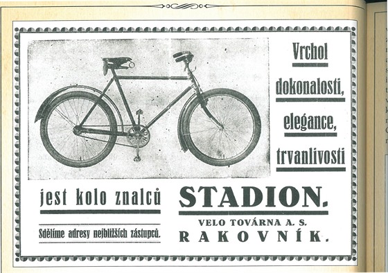 V knize nechybjí historické reklamy na kola. V tomto pípad propaguje bicykl...