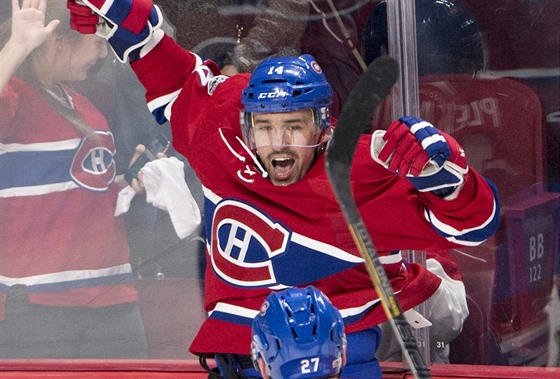 Tomá Plekanec z Montrealu se raduje z gólu v zápase s New York Rangers.