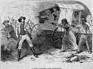 Prchající otroci se brání pronásledovatelm.  Ilustrace z knihy Williama Stilla...