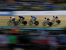 Závod v keirinu na mistrovství svta dráhových cyklist v Hongkongu