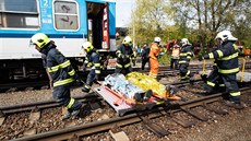 Praha 18.4.2017 cviení sloek Integrovaného záchranného systému s názvem VLAK...