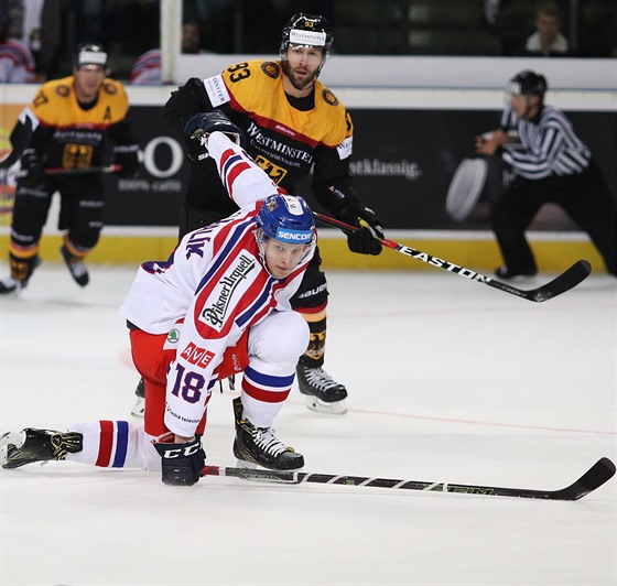 Dominik Kubalík bhem utkání Euro Hockey Challenge s Nmeckem.