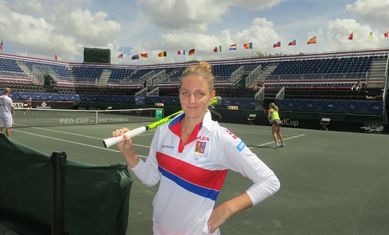 Kristýna Plíková na tréninku ped utkáním Fed Cupu v USA.