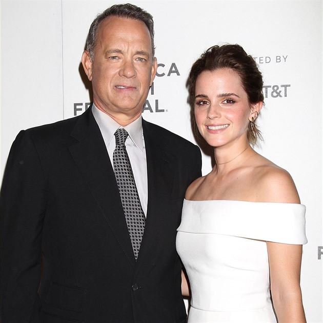 Tom Hanks a Emma Watsonová na filmovém festivalu Tribeca v New Yorku.