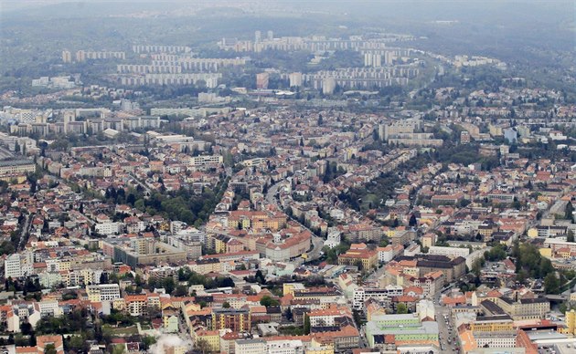 Letecký pohled na Brno.