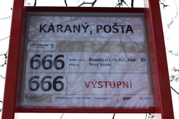 Mezi Brandýsem nad Labem a Káraným zane jezdit linka s íslem 666 (28.4.2017)