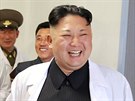 Severokorejský vdce Kim ong-un na návtv praseí farmy (23. dubna 2017)