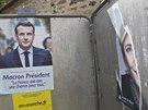 Tváe Marine Le Penové a Emmanuela Macrona v Marly-le-Roi západn od Paíe...