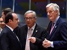 Zleva: Francouzský prezident Francois Hollande, pedseda Evropské komise...