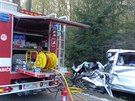 Nehoda dvou vozidel na Blanensku si vydala ti lidsk ivoty (22. dubna 2017).