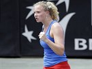 eská tenistka Kateina Siniaková slaví vítzství v semifinále Fed Cupu proti...