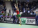 Bloruská tenistka Aryna Sabalenková slaví postup do finále Fed Cupu.