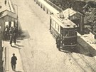 Snímek ukazuje jednu z hraniních kontrol tramvaje mezi eskou a polskou ástí...