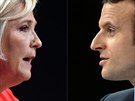 Kandidáti na francouzského prezidenta Marine Le Penová a Emmanuel Macron.
