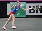 Kristýna Plíková returnuje v rozhodující tyhe v semifinále Fed Cupu.