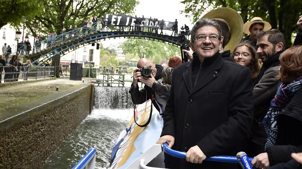 Francouzský kandidát na prezidenta Jean-Luc Mélenchon p�i p�edvolební kampani v...