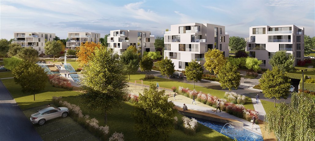 Vizualizace budoucí podoby plánované rezidenční čtvrti, kterou začne investor...