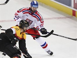 Roman Hork bhem utkn s Nmeckm v rmci turnaje Euro Hockey Challenge.