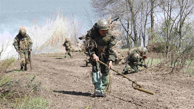 Manvry bojovnk Luhansk lidov republiky u vesnice Uspenka (26. dubna 2017)