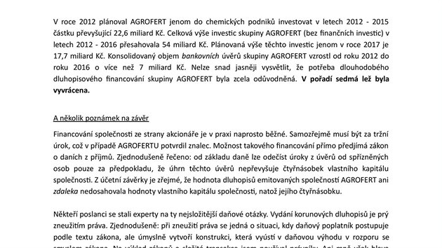 Dopis ministra financ a fa ANO Andreje Babie poslancm (27. dubna 2017)