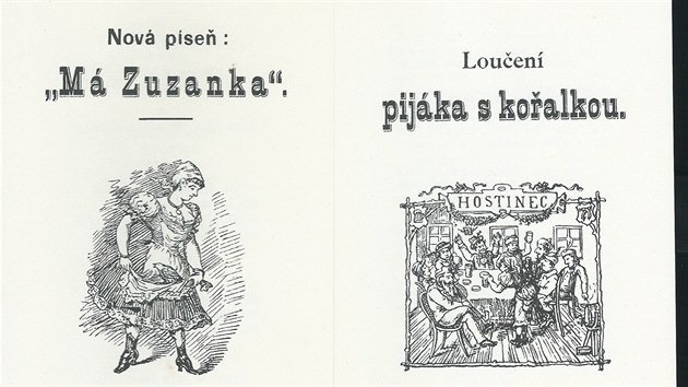 Ukázka obálek kramářských písní.