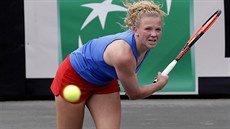 eská tenistka Kateina Siniaková bhem semifinále Fed Cupu v USA.
