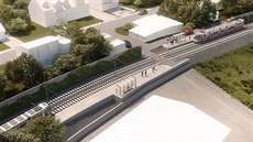Plánovaná podoba nové zastávky U Proluky na chystané brnnské tramvajov trati...