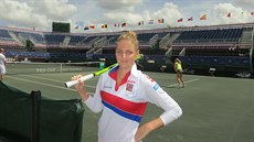 Kristýna Plíšková na tréninku před utkáním Fed Cupu v USA.