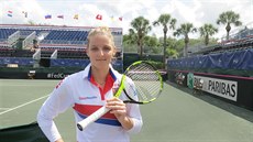 Kristýna Plíková na tréninku ped utkáním Fed Cupu v USA.