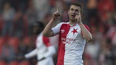 Slávistický trenér Jaroslav ilhavý diriguje své svence v zápase proti Jablonci.