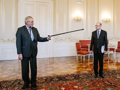Prezident Milo Zeman a premir a f SSD Bohuslav Sobotka na Praskm hrad