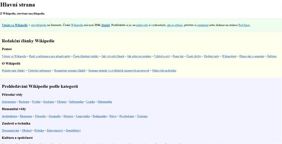 Hlavní stránka české Wikipedie z roku 2004