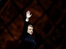 Emmanuel Macron pedstoupil za zvuk Ódy na radost, hymny Evropské unie, ped...