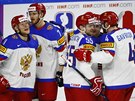 Radost ruských hokejistů po vstřelené brance.