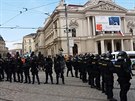 Policie dohlela v Brn na pznivce DSSS i jejich odprce